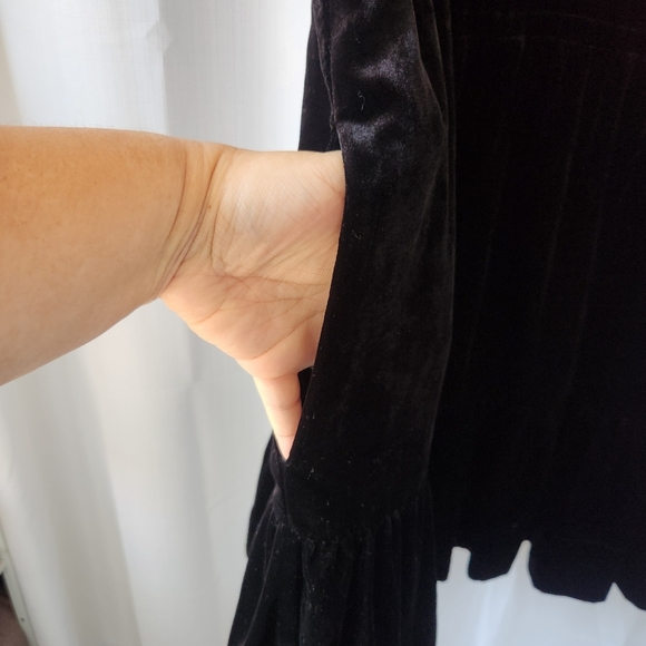 Maeve By Anthropologie Somerset Black Velvet Short Sleeve Mini Dress Size 3X - Picture 11 of 15